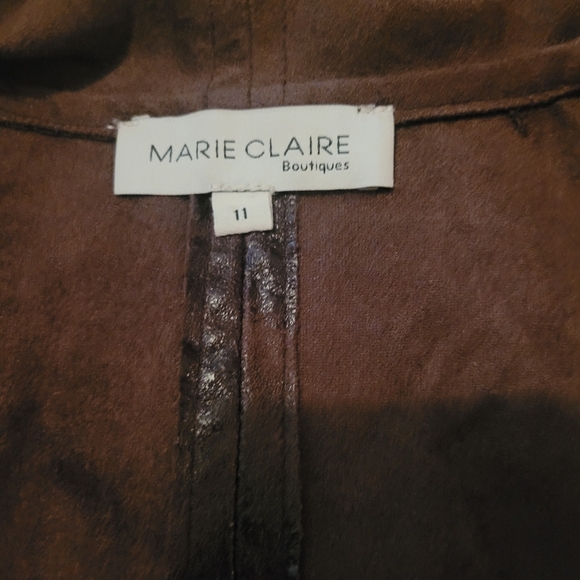 Marie Claire Brown Faux Leather Waterfall Cardigan Jacket - Picture 7 of 7